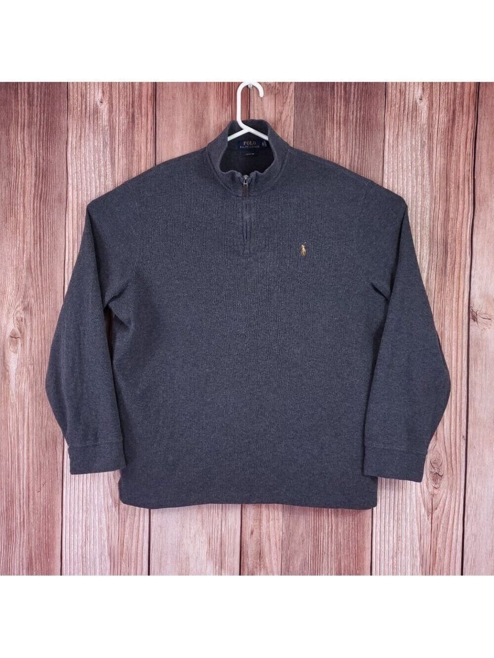 Polo Ralph Lauren Estate Rib Mens XL 1/4 Zip Pullover Sweater Cotton Gray